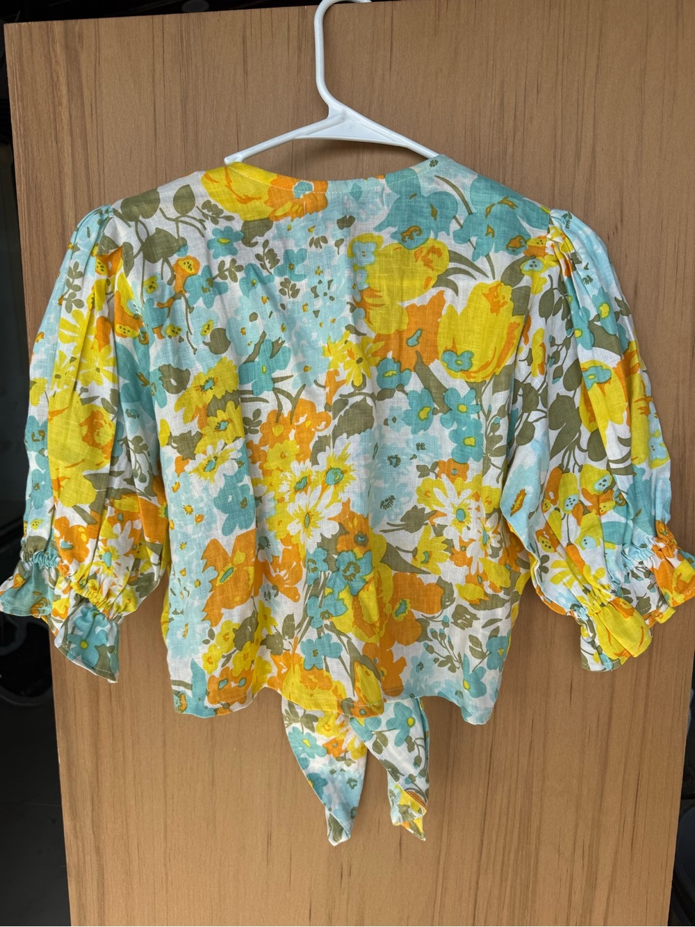 Anthropologie Faithfull the Brand 100% Linen Floral Tie-Front Blouse - Picture 8 of 8